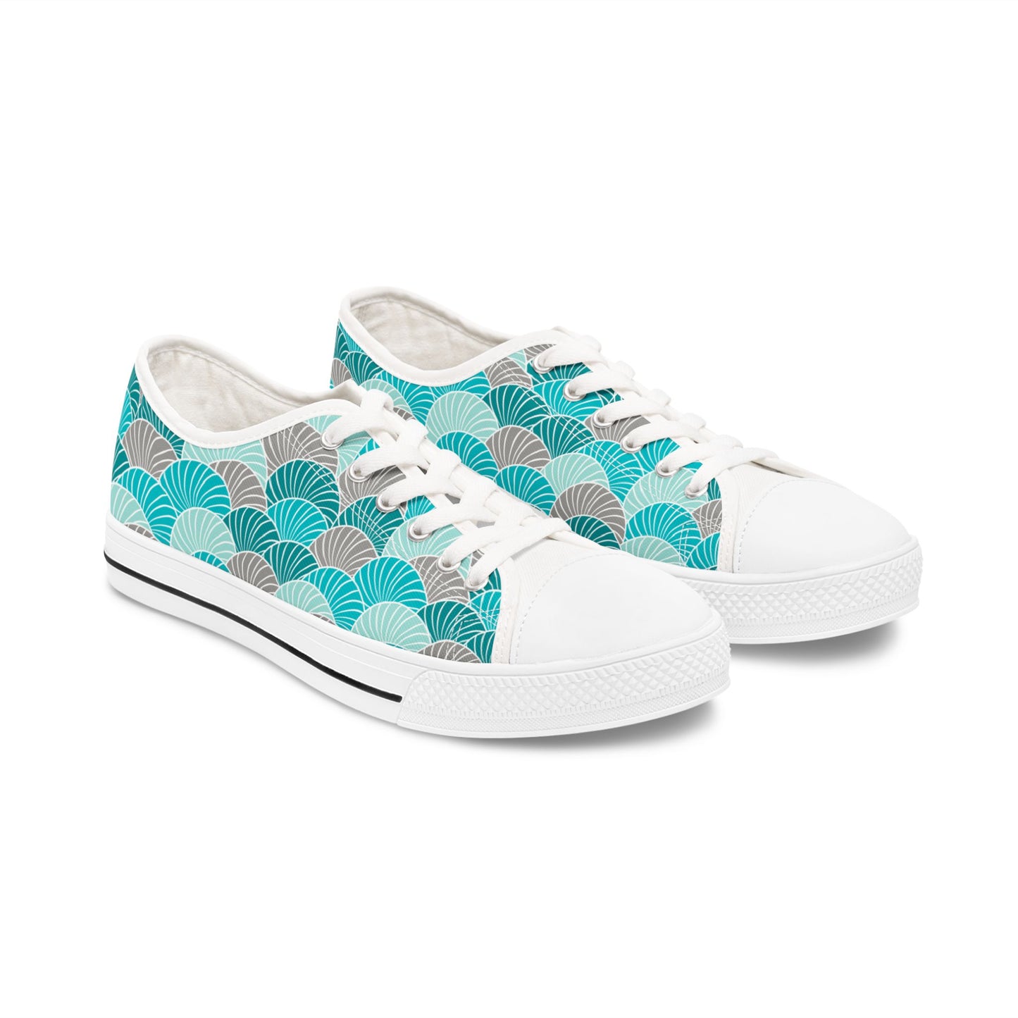 Loti Women’s Low Top Sneakers Japanese Inspired Blue Green Art Print