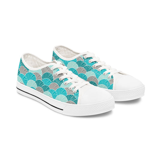 Loti Women’s Low Top Sneakers Japanese Inspired  Blue Green Art Print
