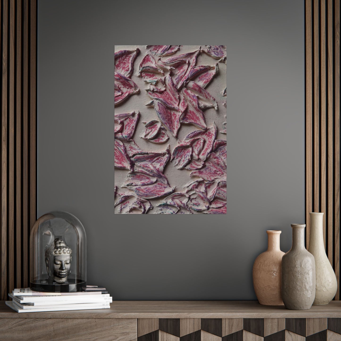 Petals In the Rain Large Art Print Poster Cream Pinks