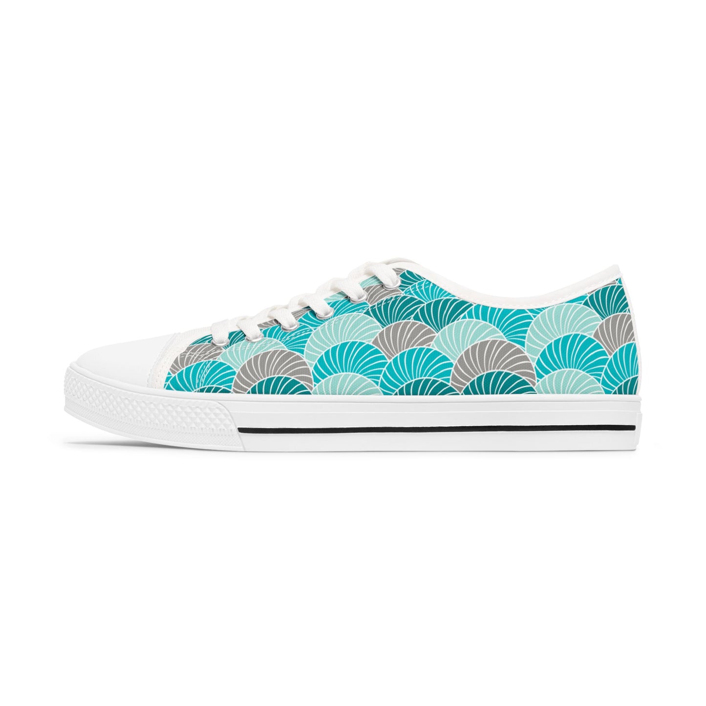 Loti Women’s Low Top Sneakers Japanese Inspired Blue Green Art Print