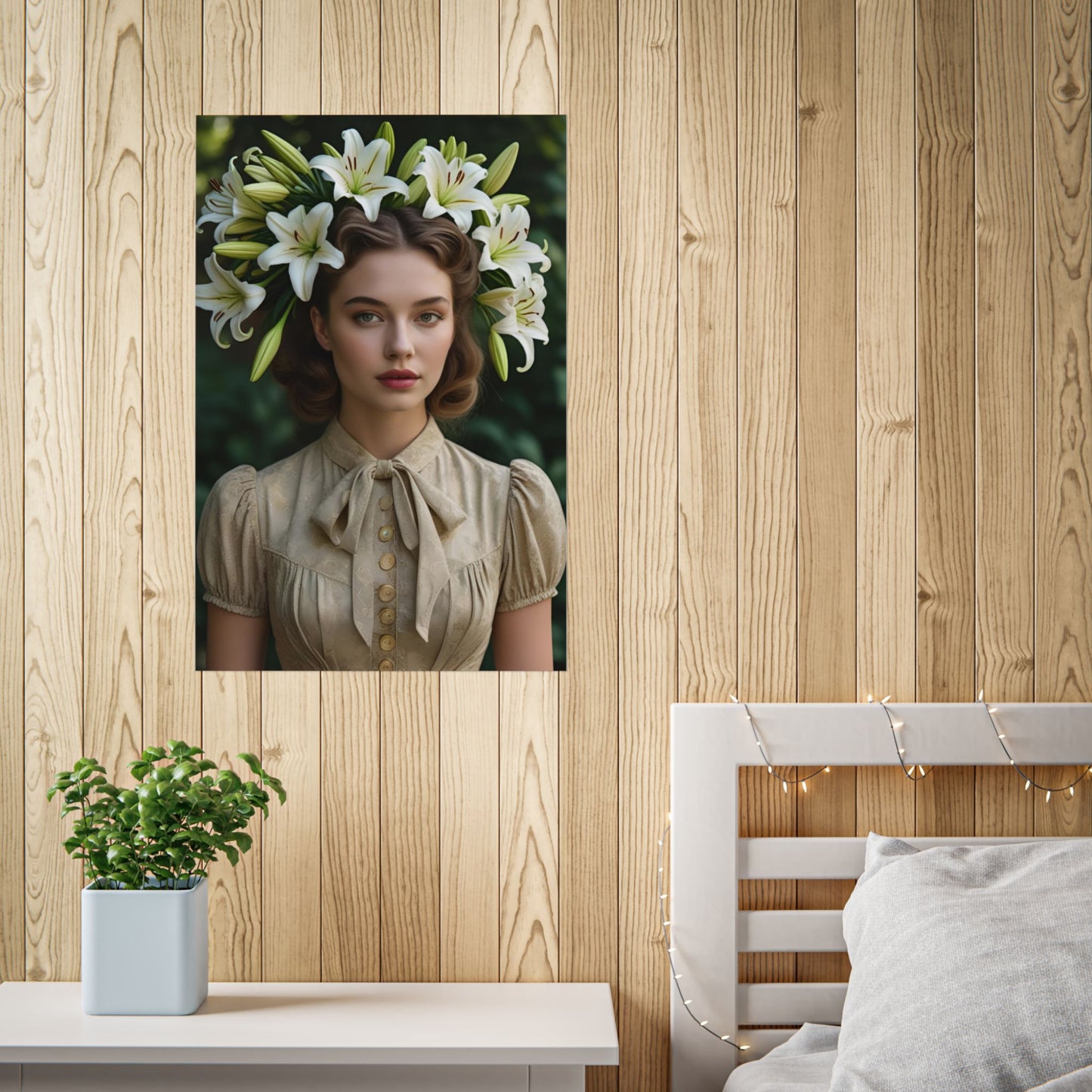 Lily Art Print Poster Vintage Fashion with Floral Elegance