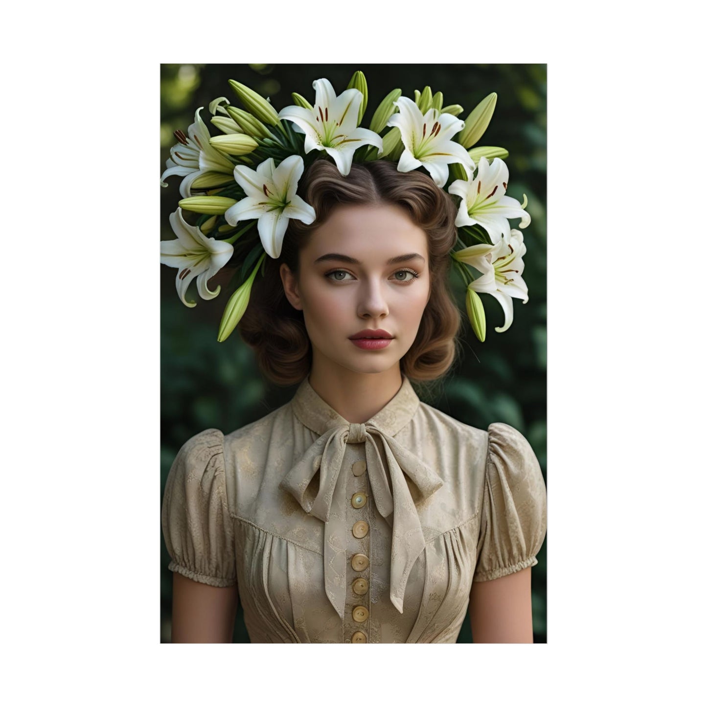 Lily Art Print Poster Vintage Fashion with Floral Elegance