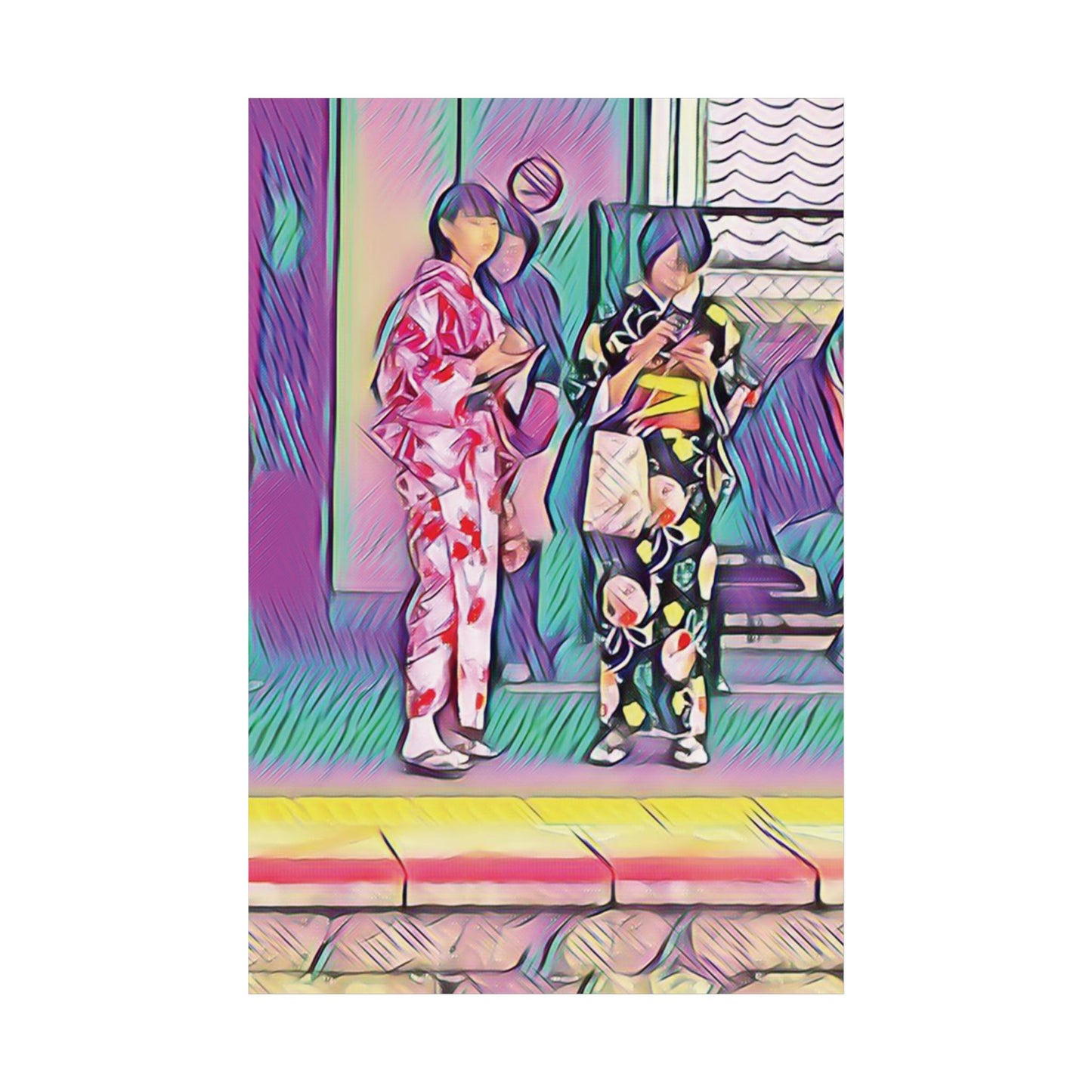 Hiroshima on My Mind Art Poster Print Japanese Pink Purple