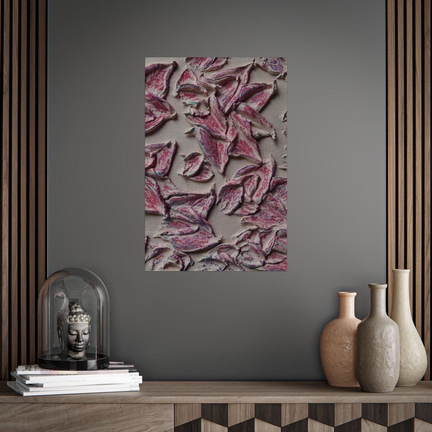 Petals In the Rain Large Art Print Poster Cream Pinks