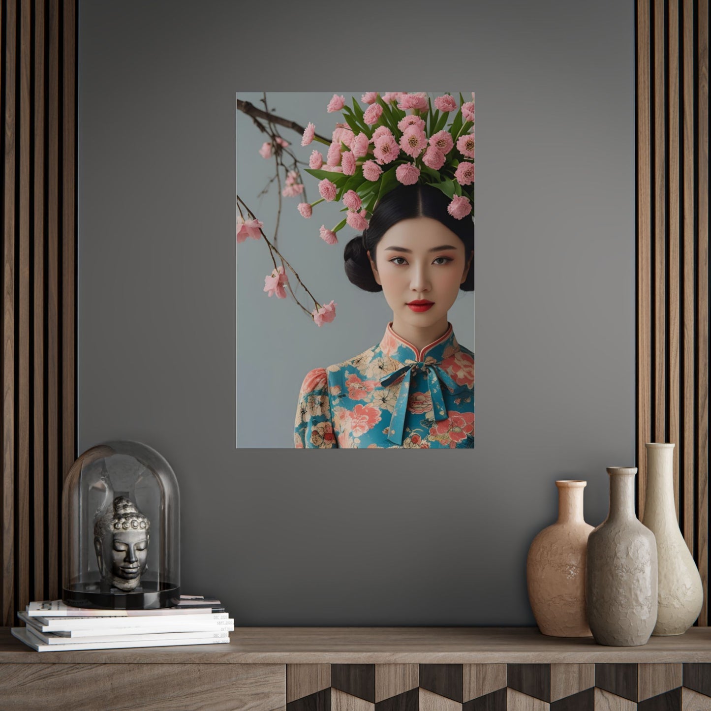 Mia Art Print Poster Vintage Fashion with Floral Elegance