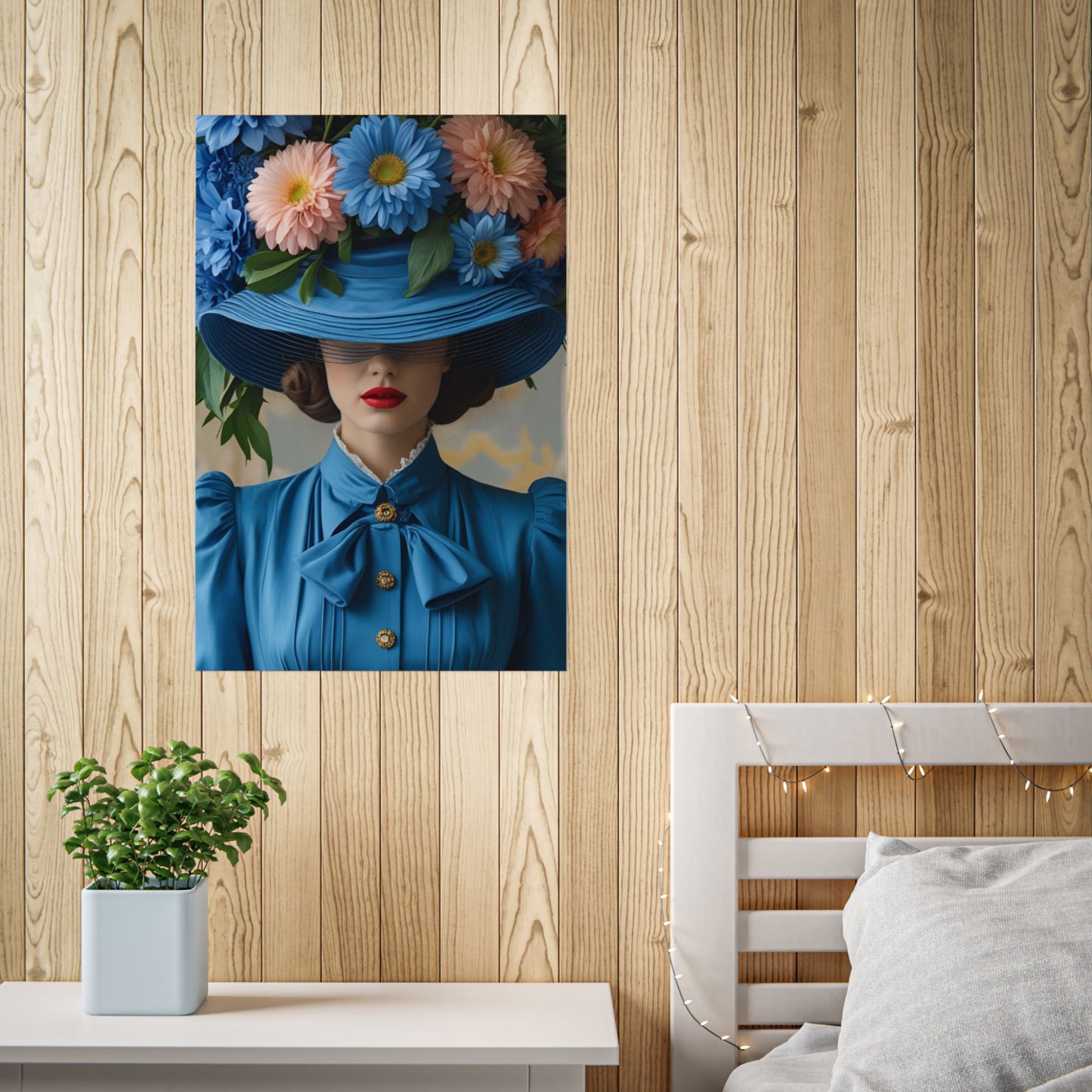 Ella Art Print Poster Vintage Fashion with Floral Elegance
