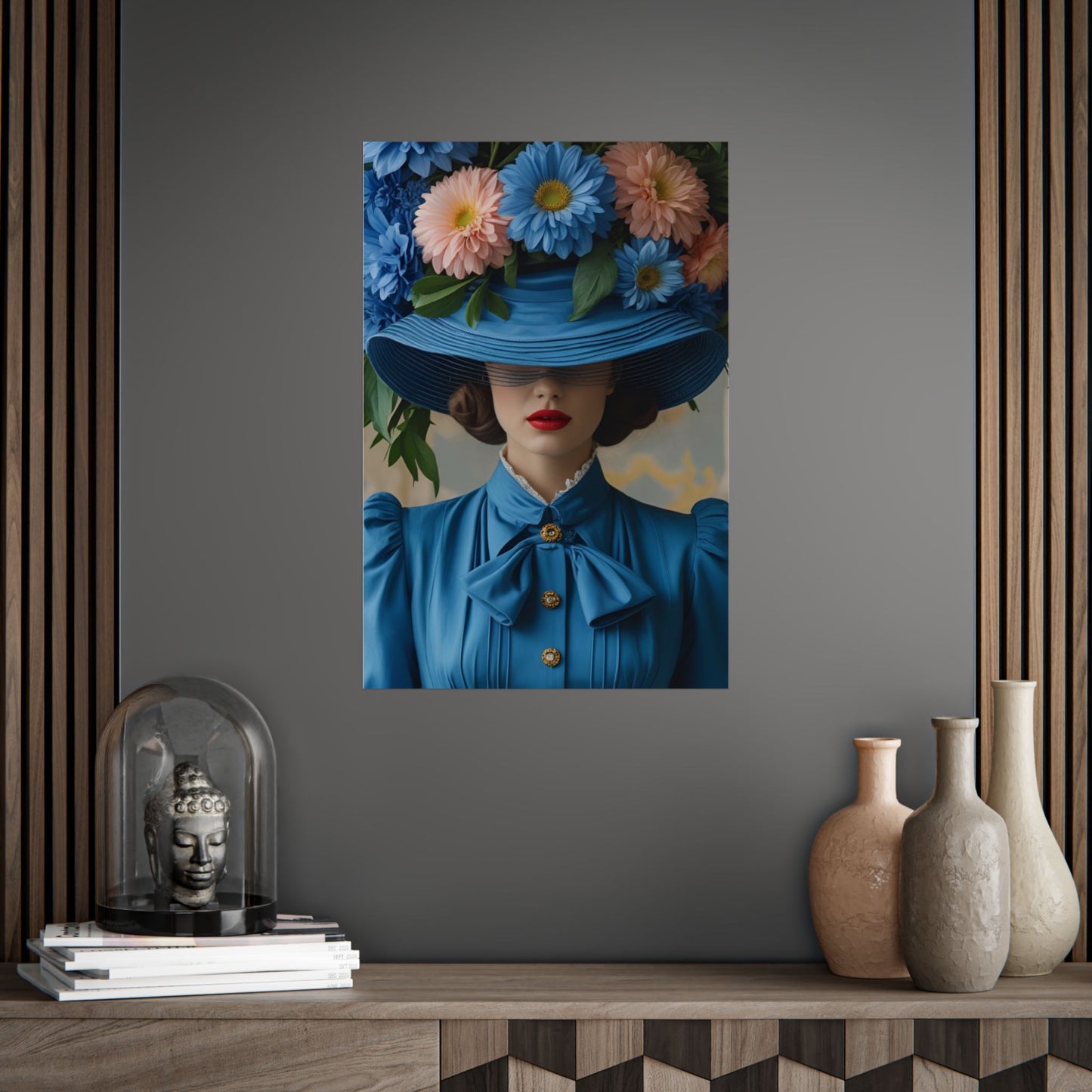 Ella Art Print Poster Vintage Fashion with Floral Elegance