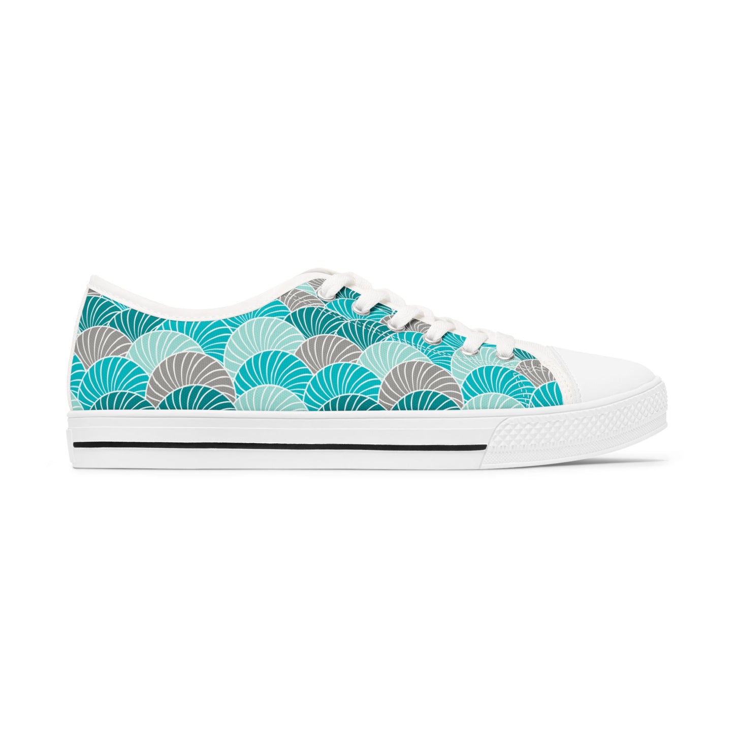 Loti Women’s Low Top Sneakers Japanese Inspired Blue Green Art Print