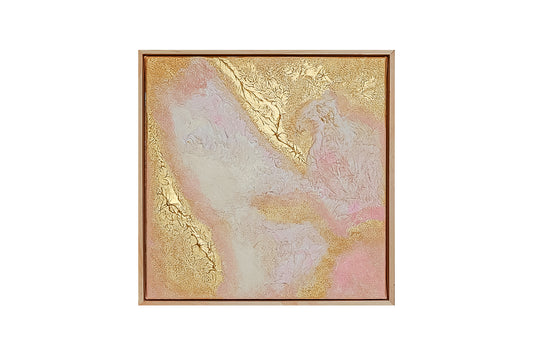 Across Time and Space My Heart Finds You Original Abstract Textured Artwork Pinks Creams Gold