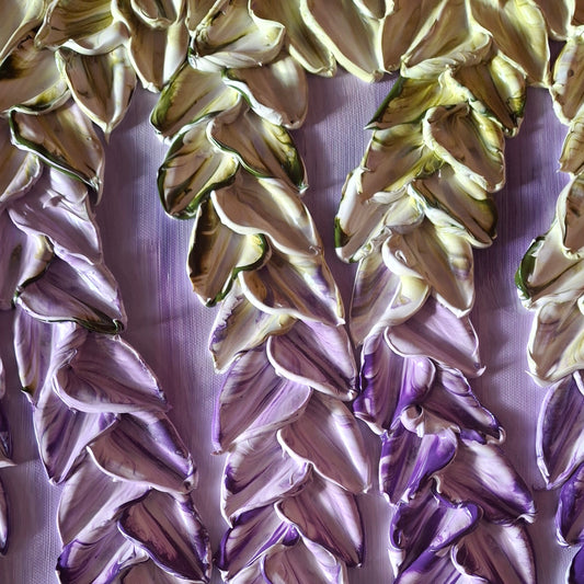 Where the Wild Things Grow Original Abstract Floral Foliage Painting Purples Greens