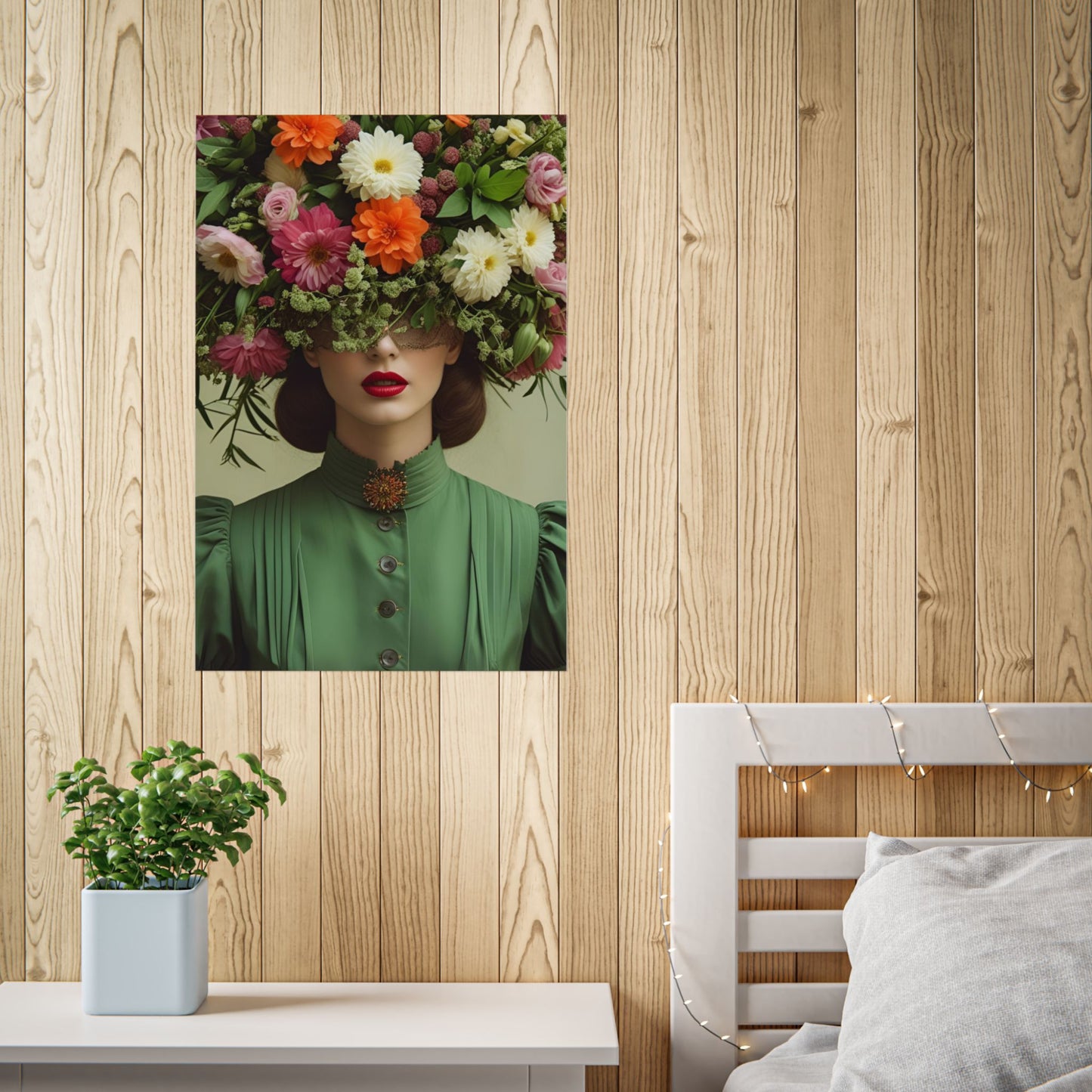 Hliary Art Print Poster Vintage Fashion with Floral Elegance