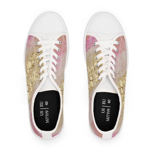 Ellie Women’s Low Top Sneakers Abstract Pink Gold  Art Print