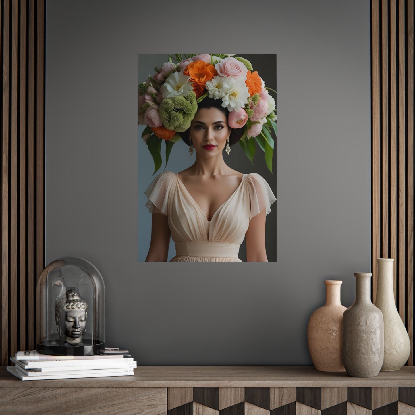 Sophia Art Print Poster Vintage Fashion with Floral Elegance