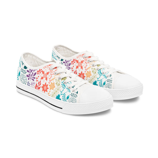 Annabel  Women’s Low Top Sneakers Rainbow Floral Art Print