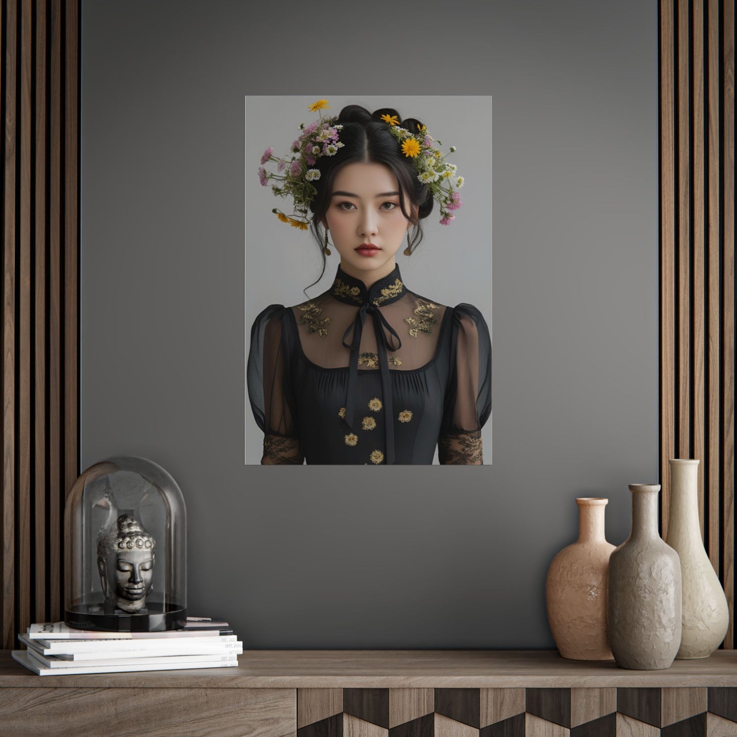 Riko Art Print Poster Vintage Fashion with Floral Elegance