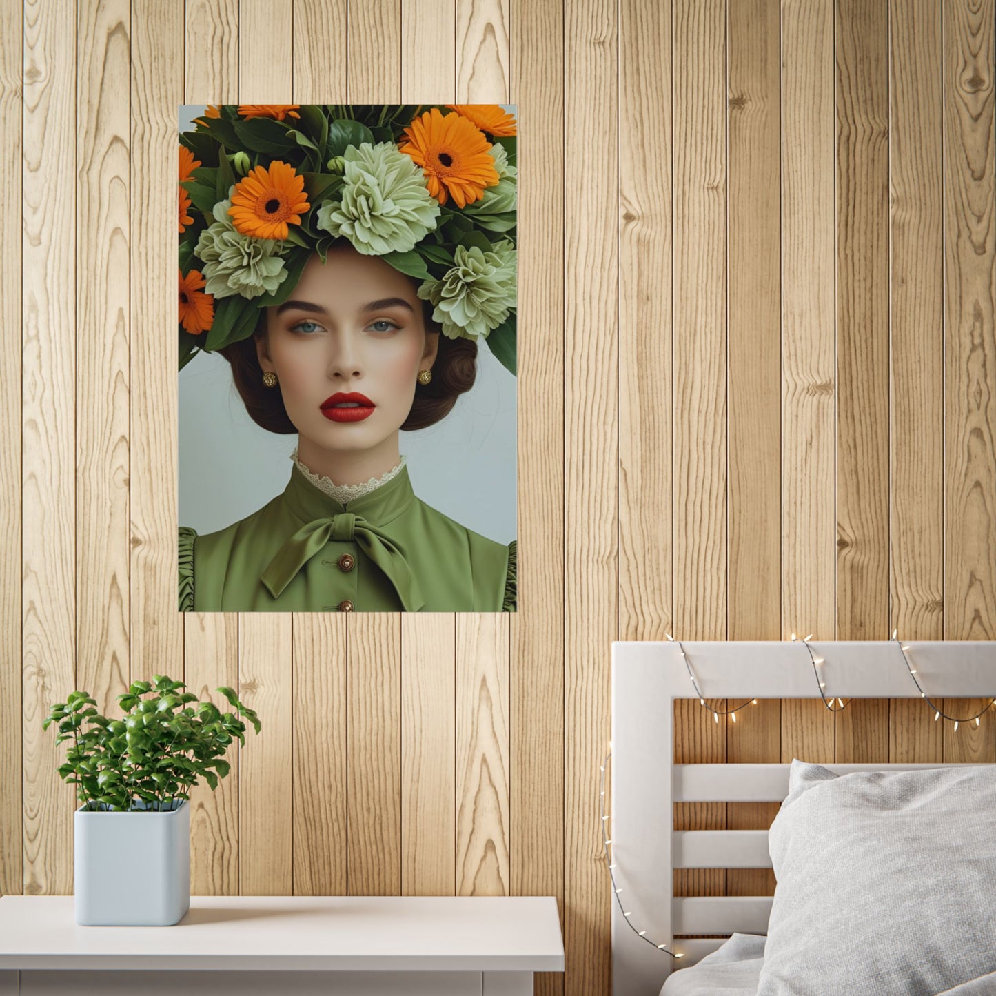 Amelia Art Print Poster Vintage Fashion with Floral Elegance