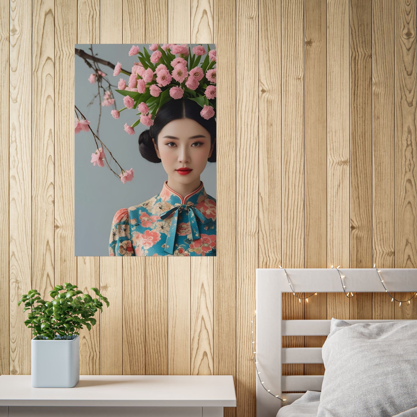 Mia Art Print Poster Vintage Fashion with Floral Elegance