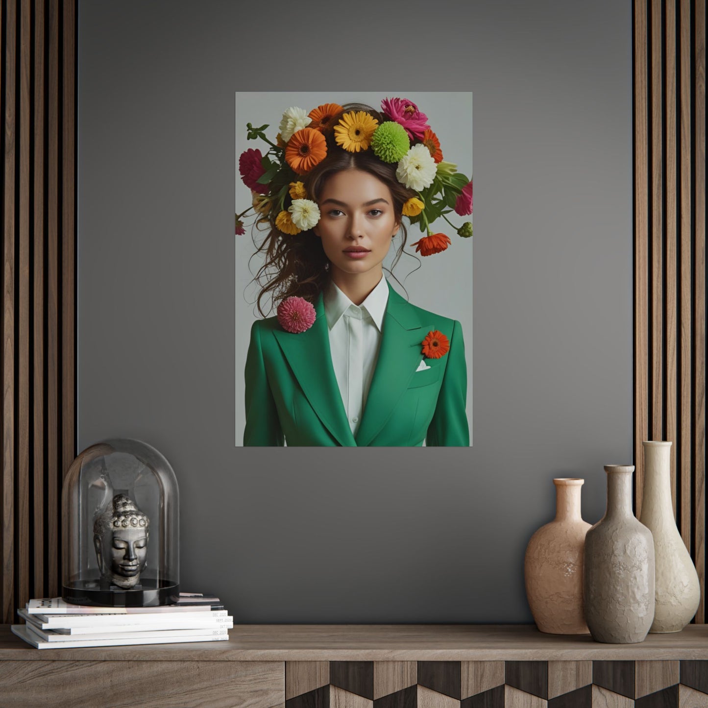 Charlotte Art Print Poster Vintage Fashion with Floral Elegance