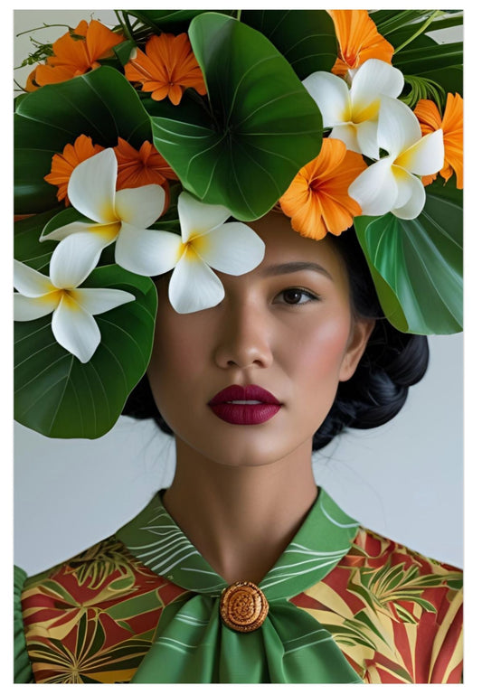 Ava Art Print Poster Vintage Fashion with Floral Elegance