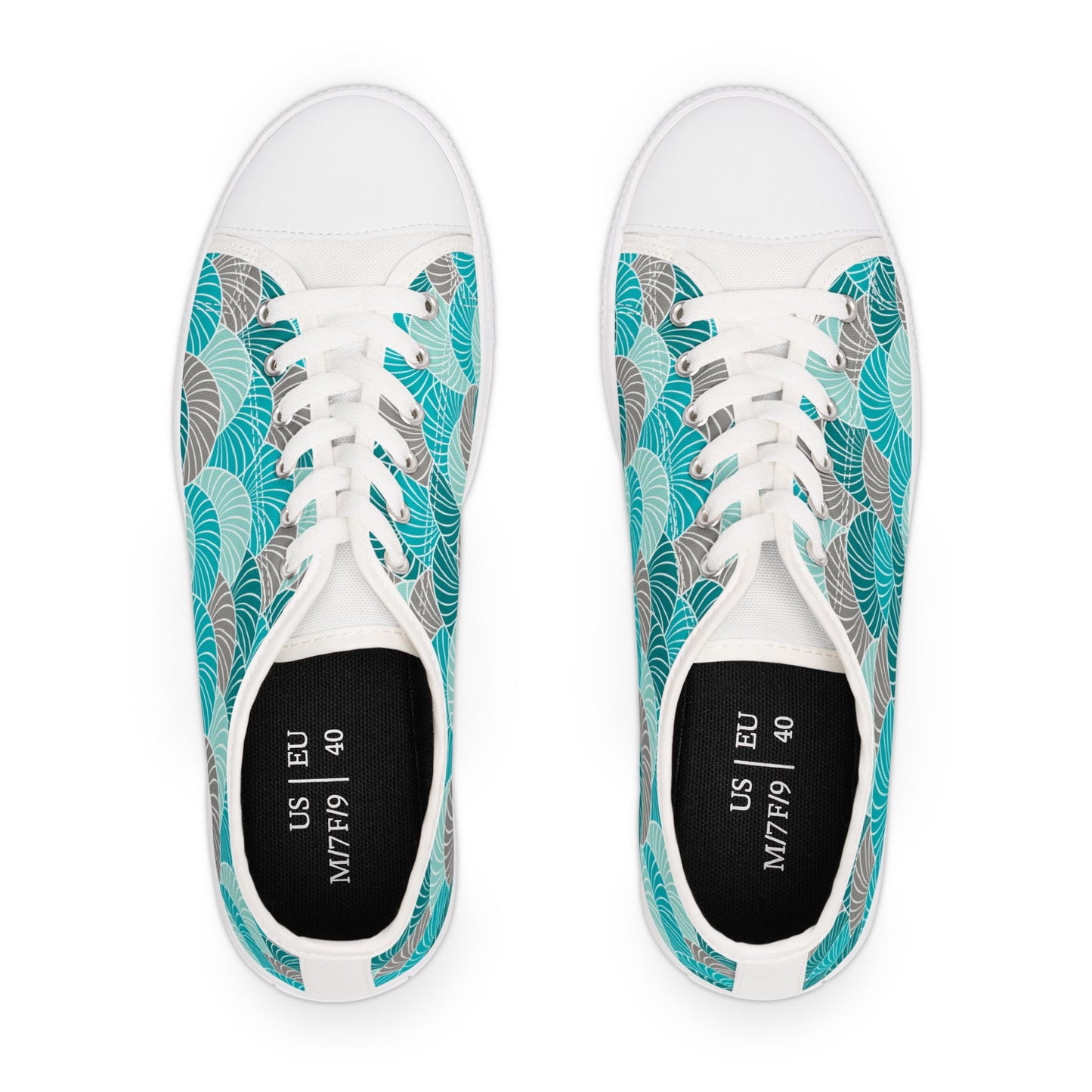Loti Women’s Low Top Sneakers Japanese Inspired Blue Green Art Print