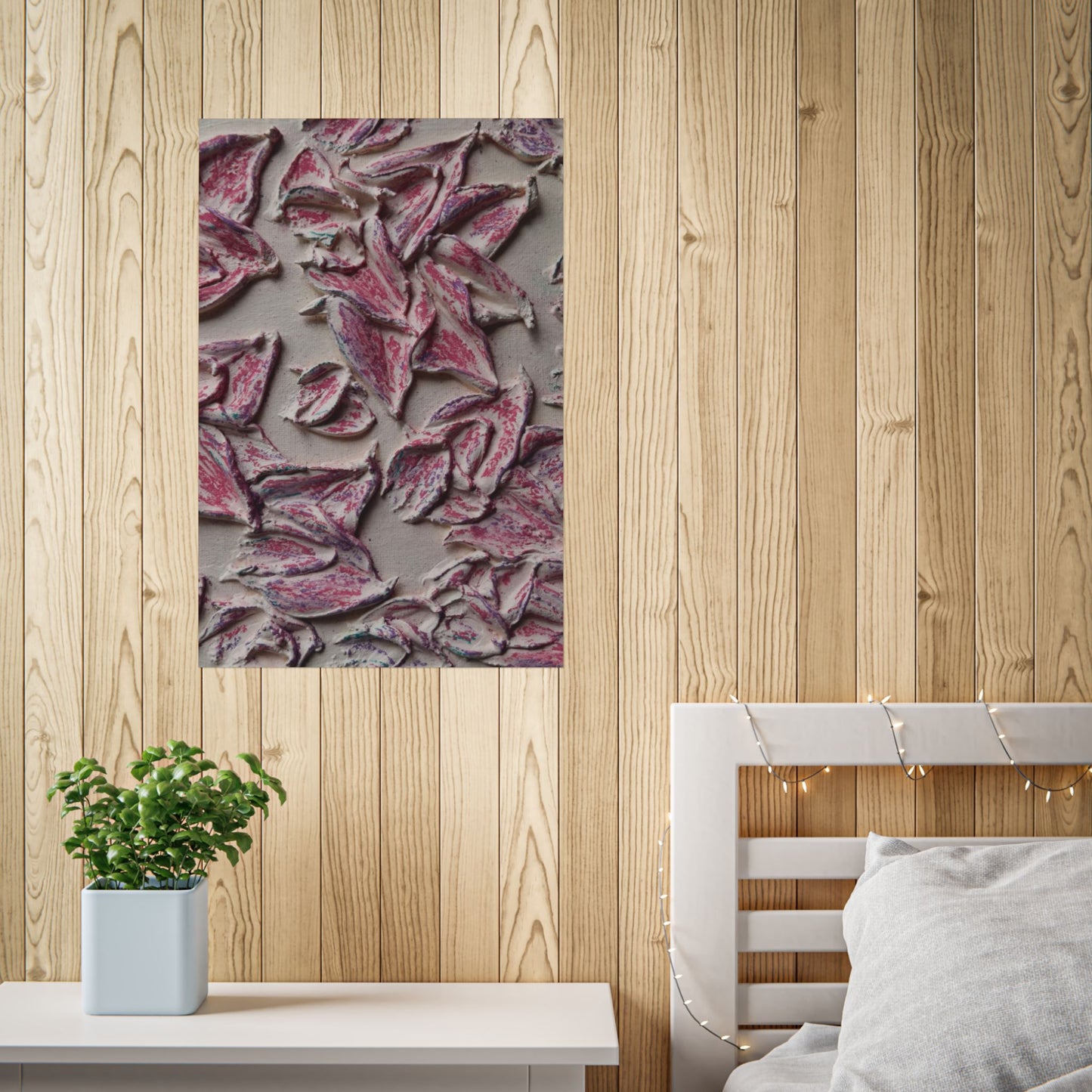 Petals In the Rain Large Art Print Poster Cream Pinks