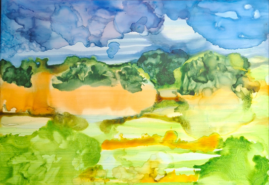 Otago Gold Original Abstract Artwork Blue Green Yellow