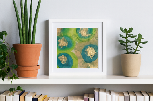 Where Light Lands Original Abstract Artwork Green Gold Blue