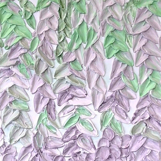 Bloom Original Abstract Textured Artwork Floral in Purples and Green