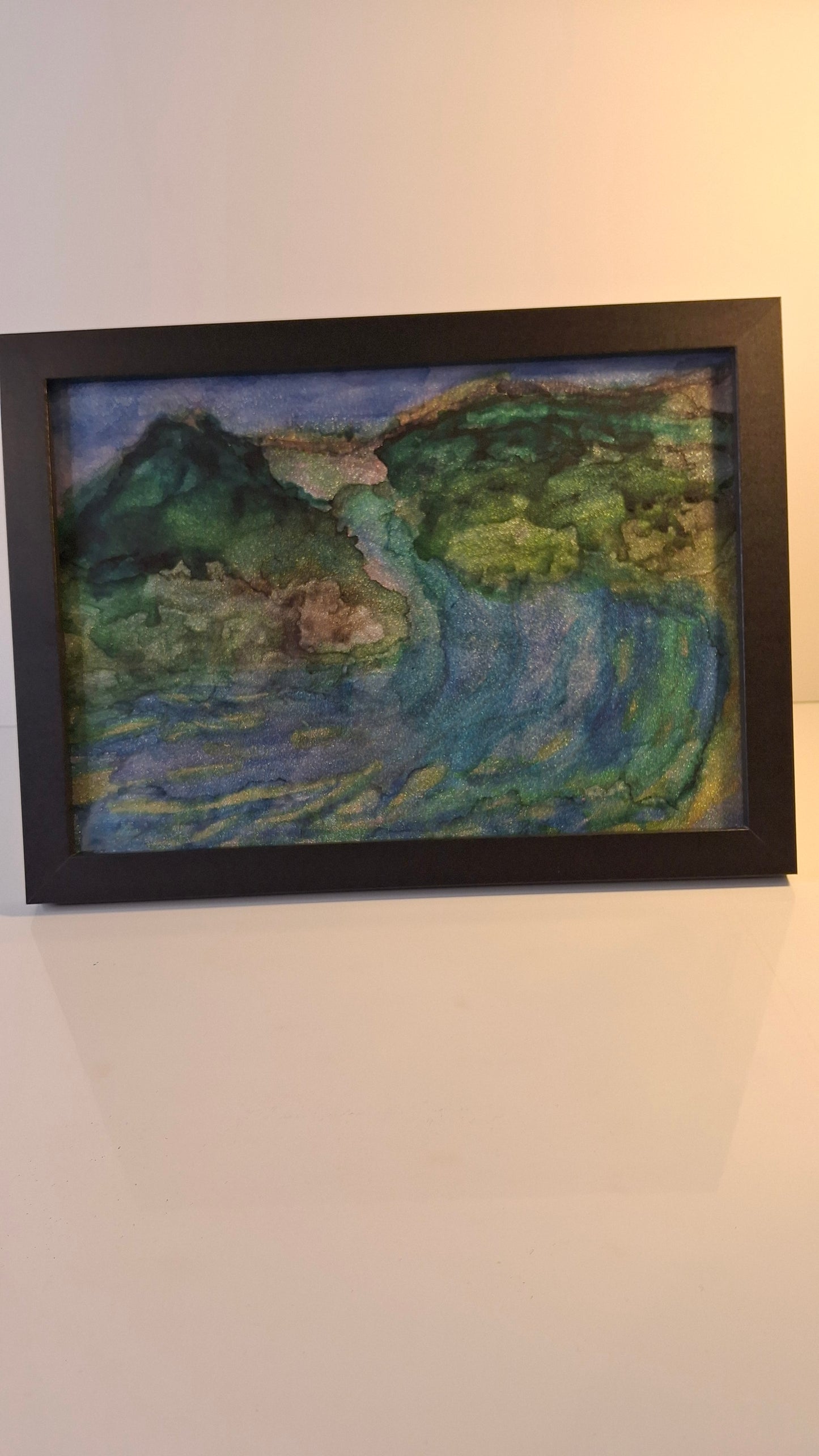 Where the Water Runs Original Abstract Mountains to Ocean Landscape Artwork