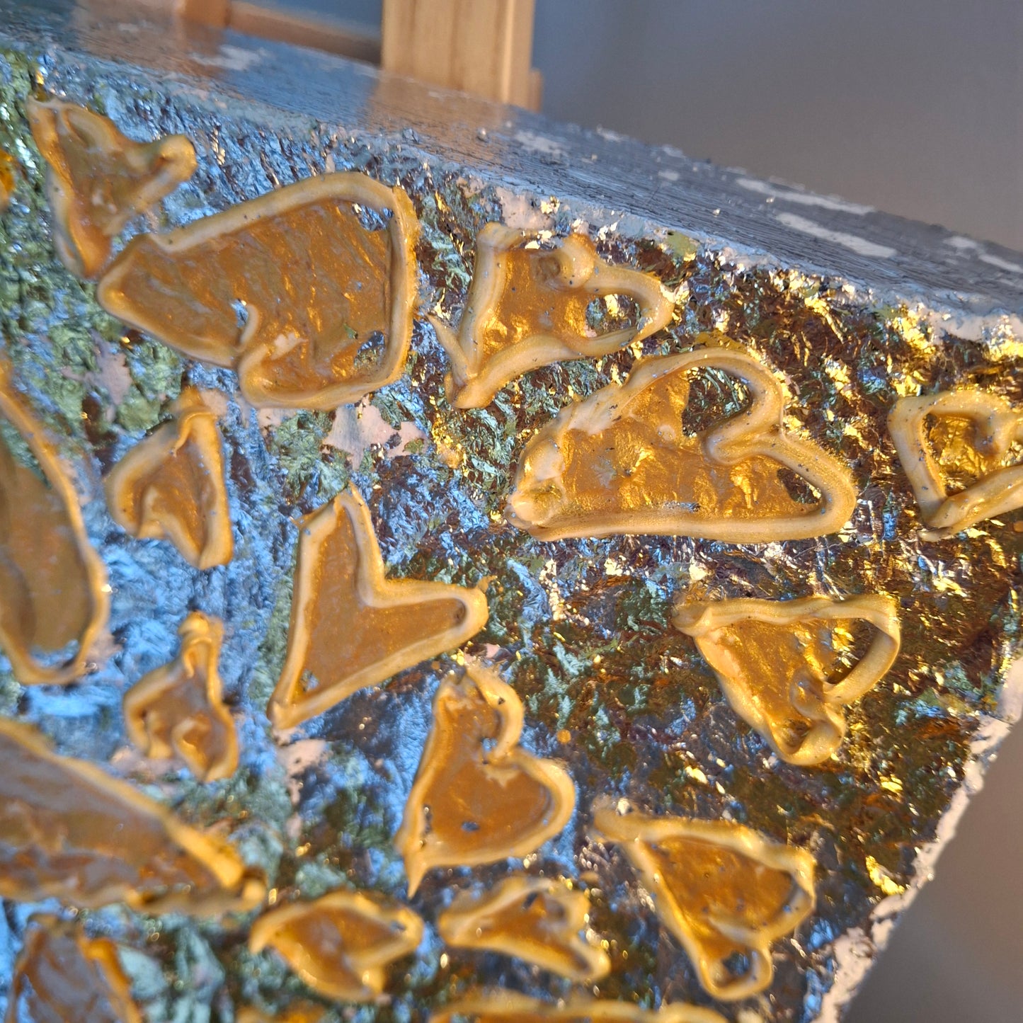 Love is Gold Original Artwork Silver Gold Hearts