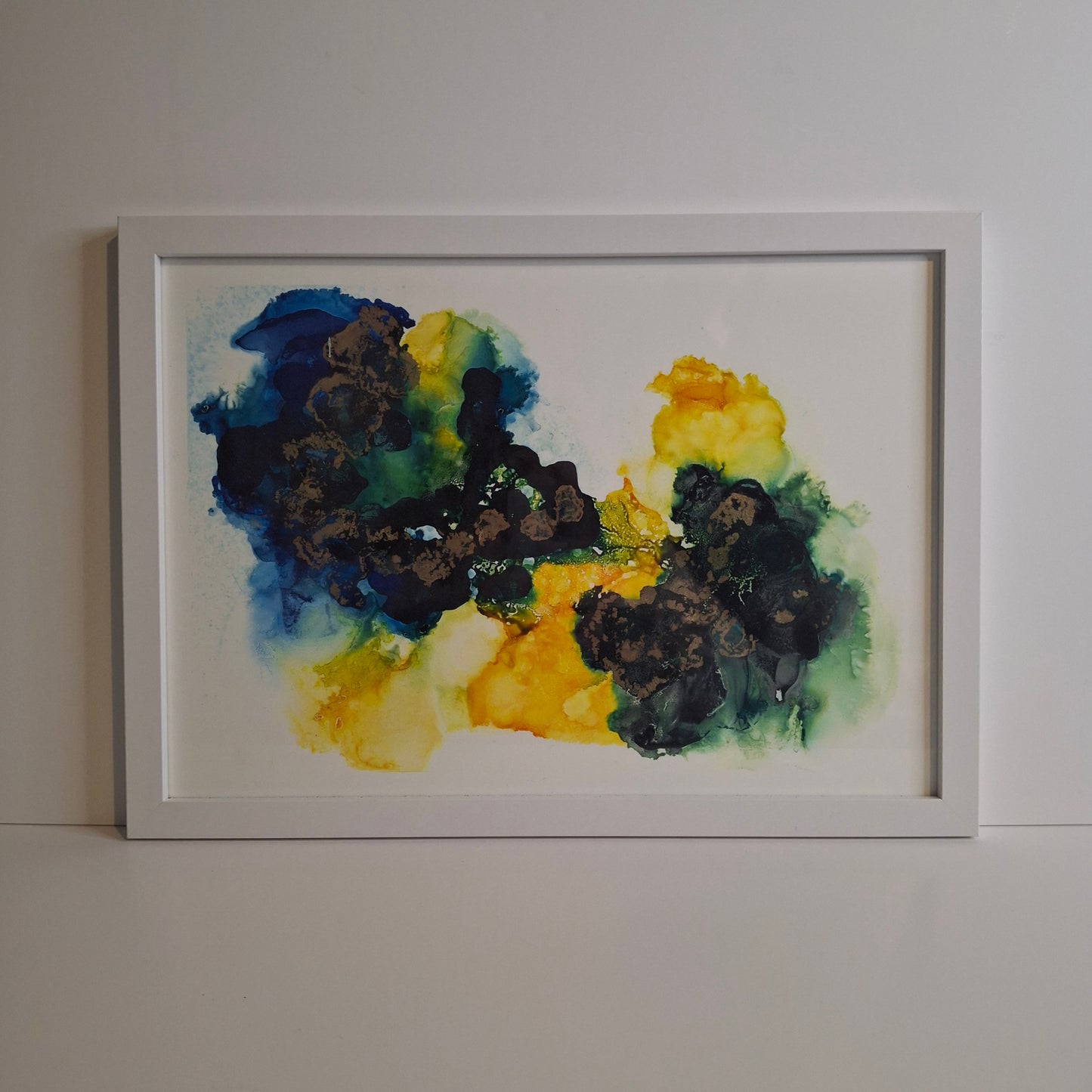 Tangled Light Original Artwork Yellow Gold Blue Green