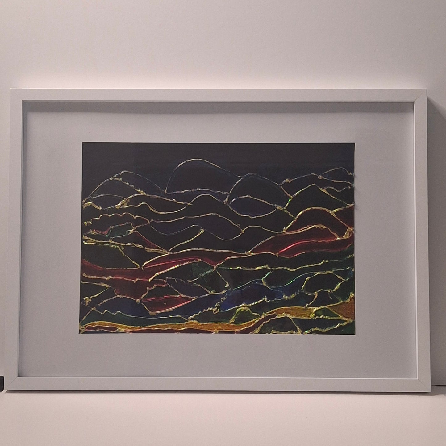 Where the Light Touches Original Artwork Blue Green Gold Leaf