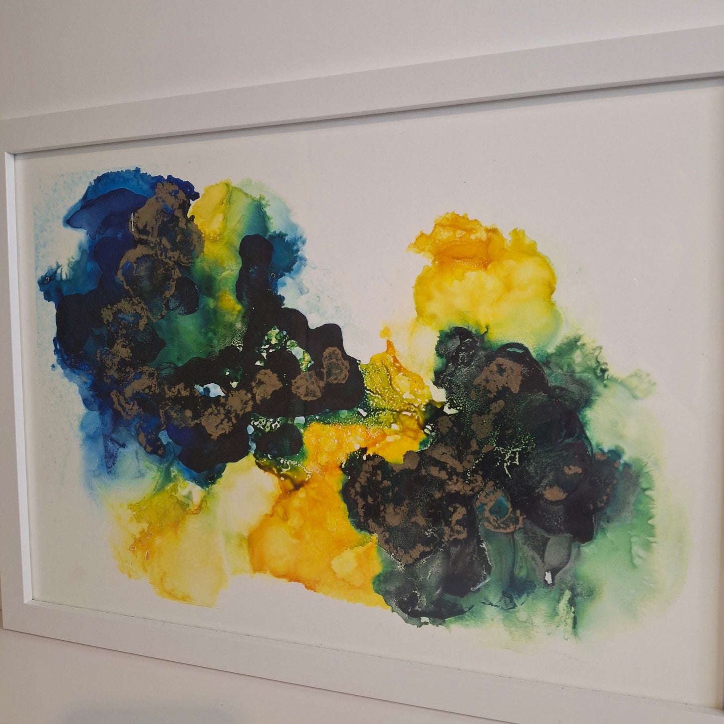 Tangled Light Original Artwork Yellow Gold Blue Green