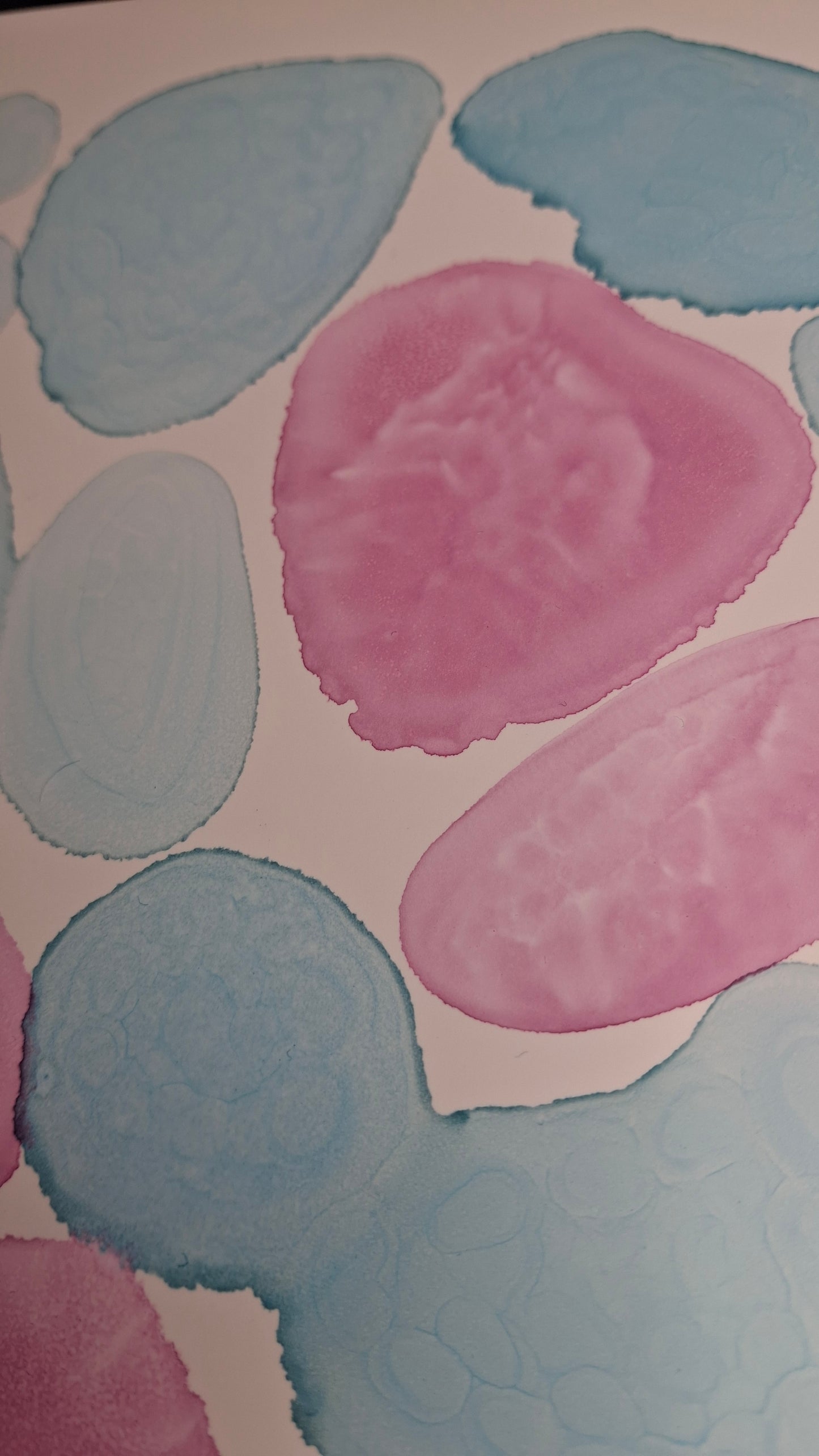 The Tide's Whisper Original Artwork Sea Blue Pink Alcohol Ink A3