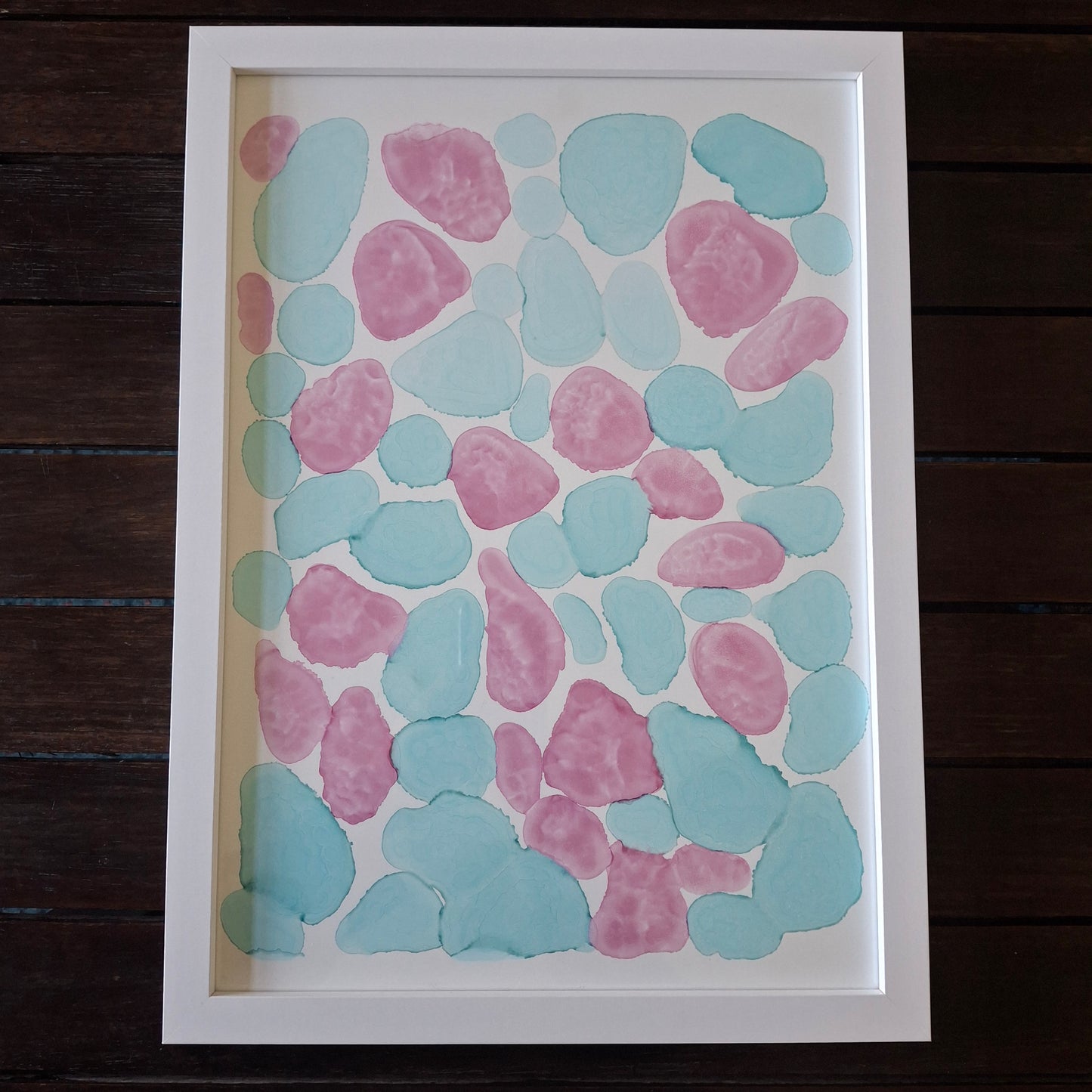 The Tide's Whisper Original Artwork Sea Blue Pink Alcohol Ink A3