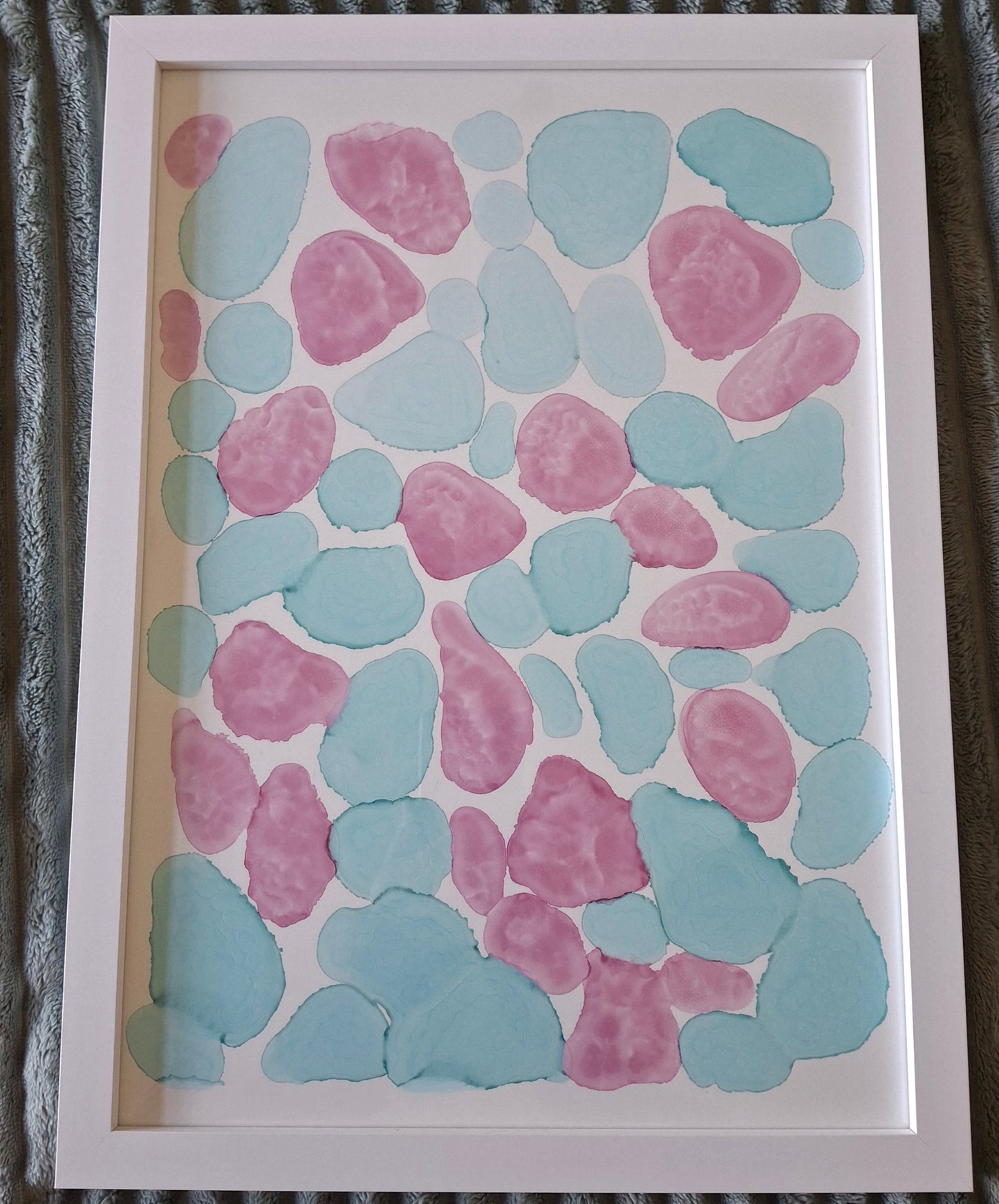 The Tide's Whisper Original Artwork Sea Blue Pink Alcohol Ink A3