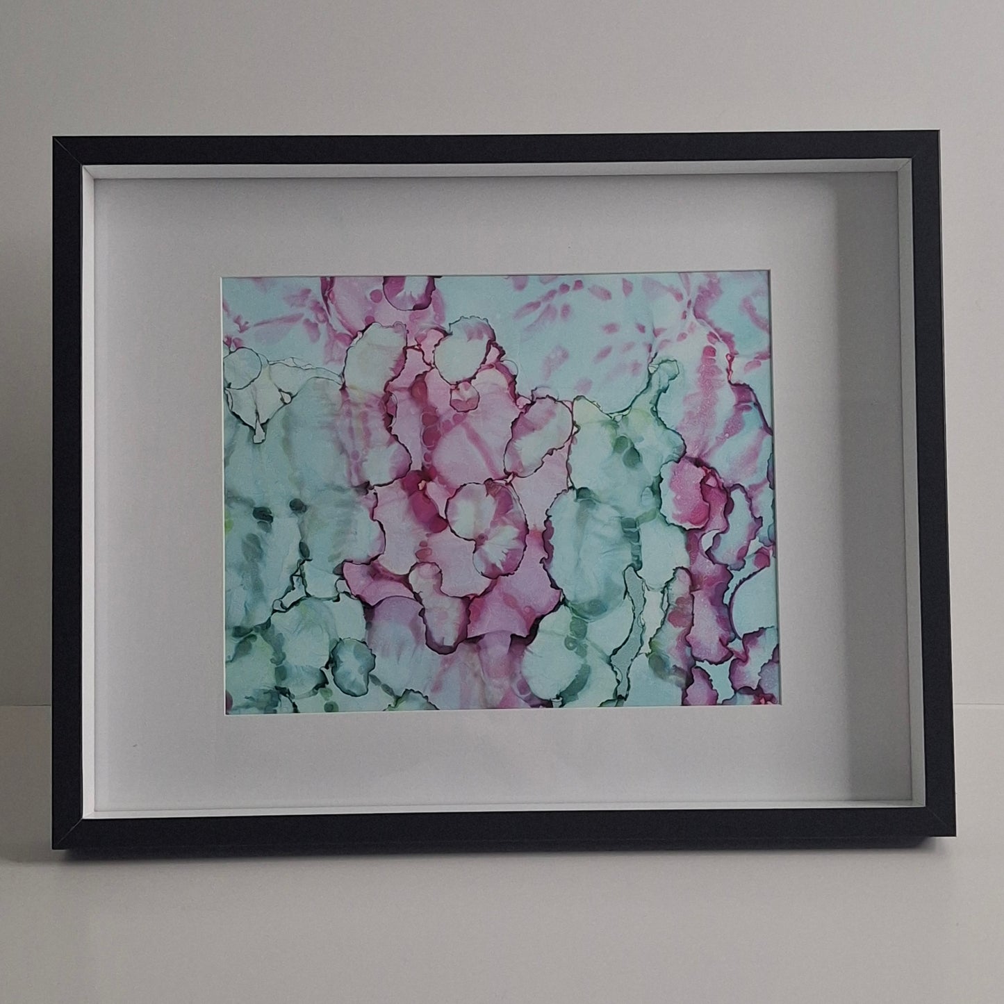 In the Quiet Garden Original Abstract Artwork Pink Green Blue