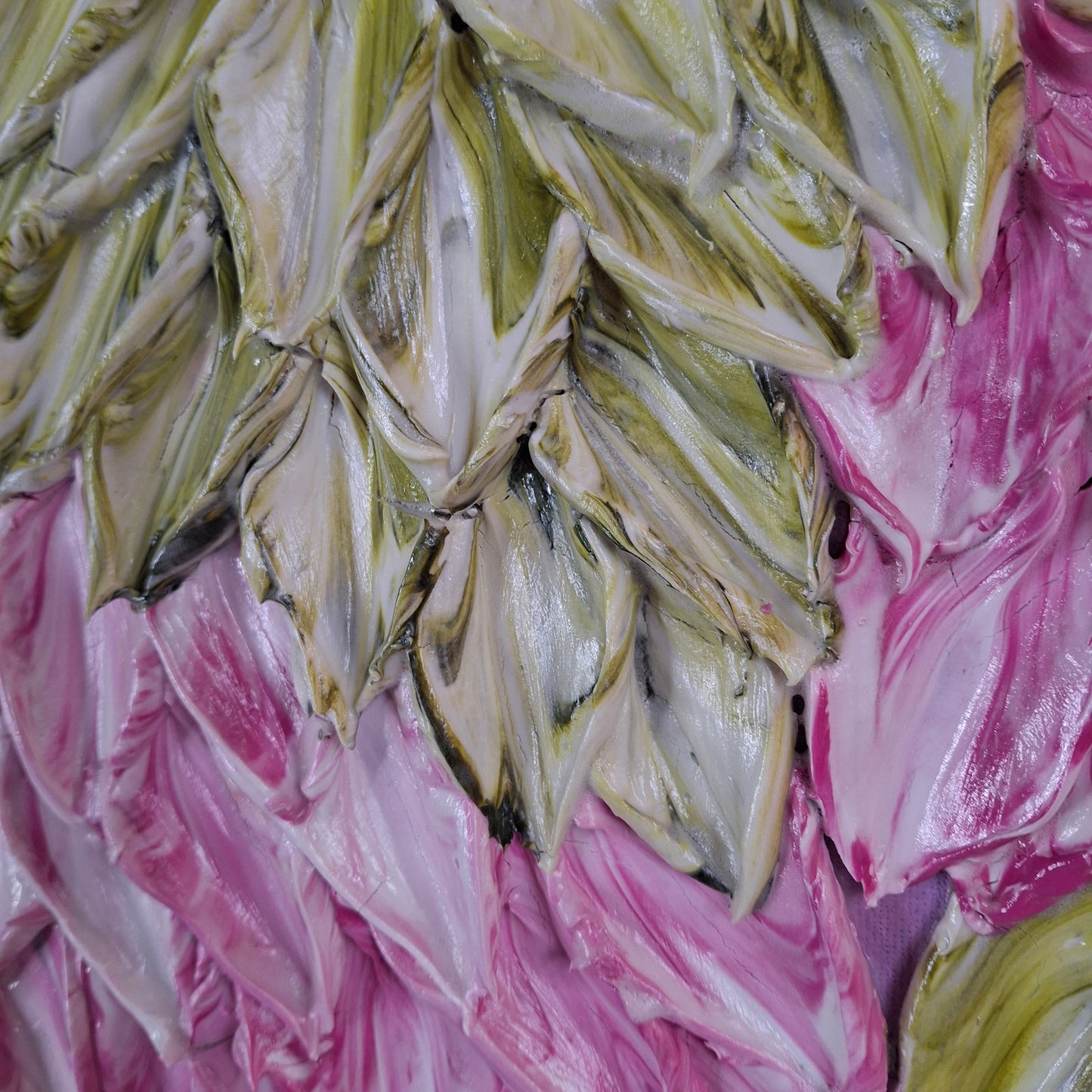 Cascade of Joy Part Two Original Art Textured Floral Flower Garden Abstract Expressionist Pink Green