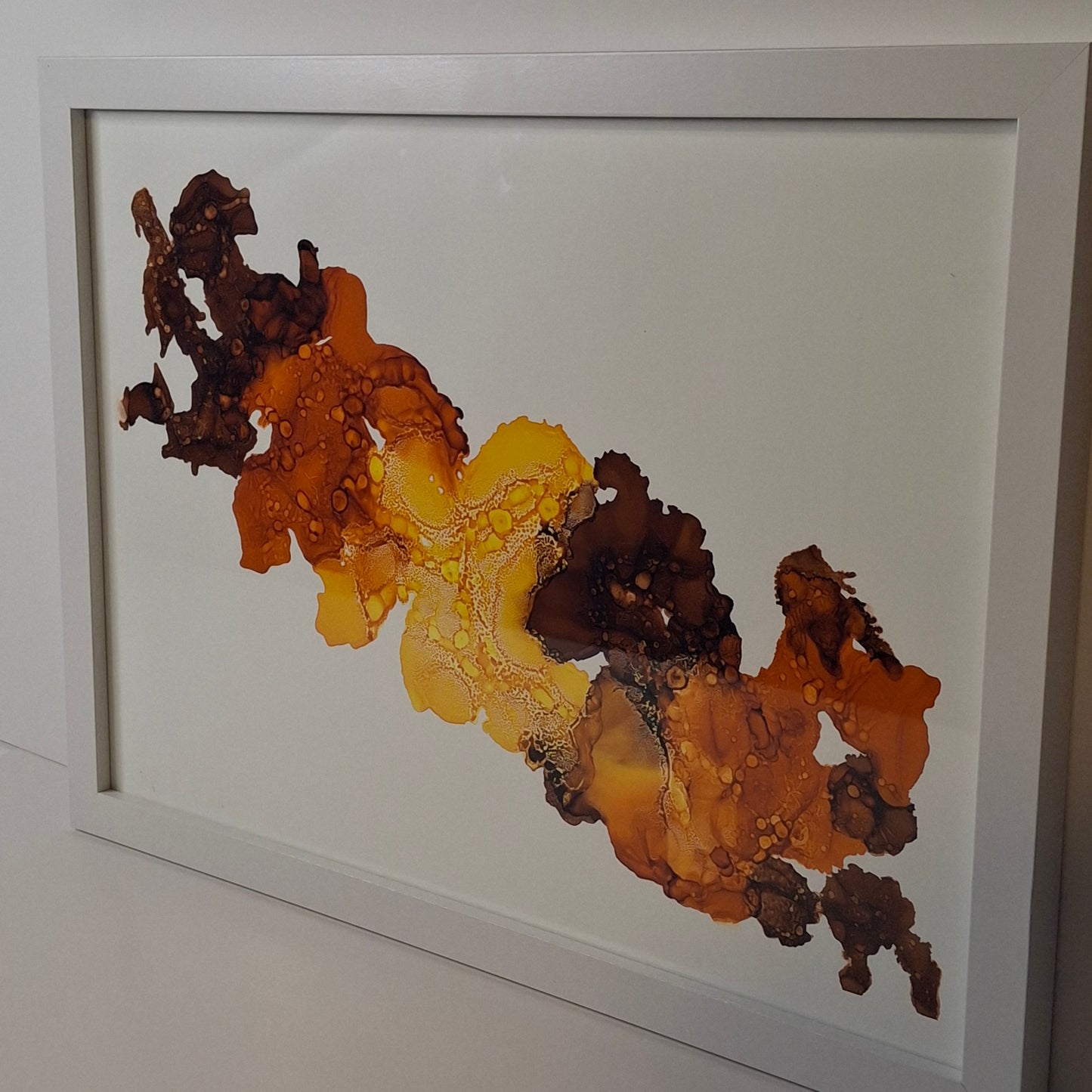 Amber Drift Original Alcohol Ink Artwork in Autumn Tones