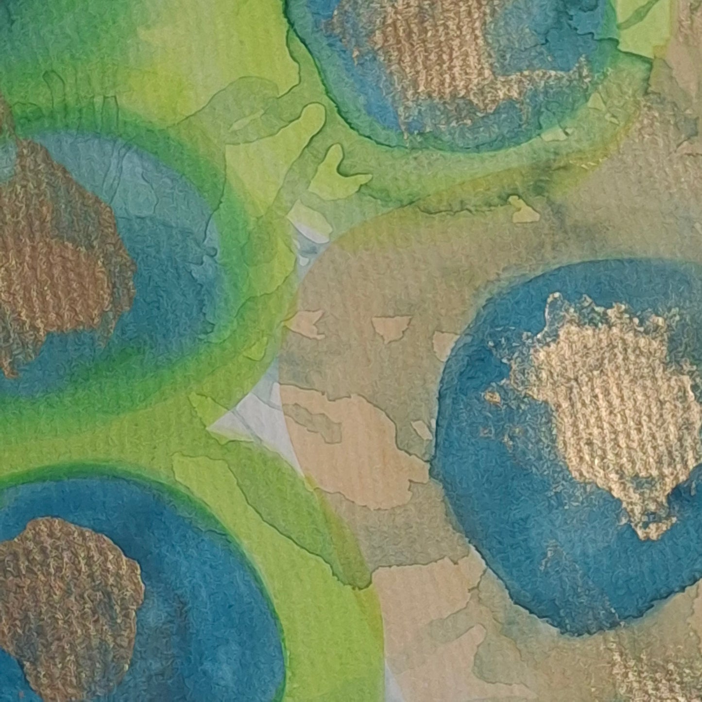 Where Light Lands Original Abstract Artwork Green Gold Blue