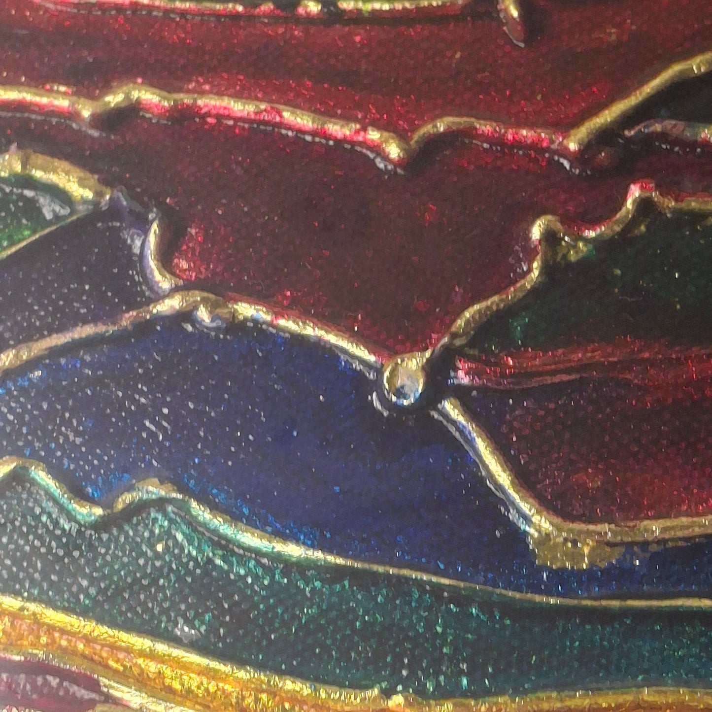 Where the Light Touches Original Artwork Blue Green Gold Leaf