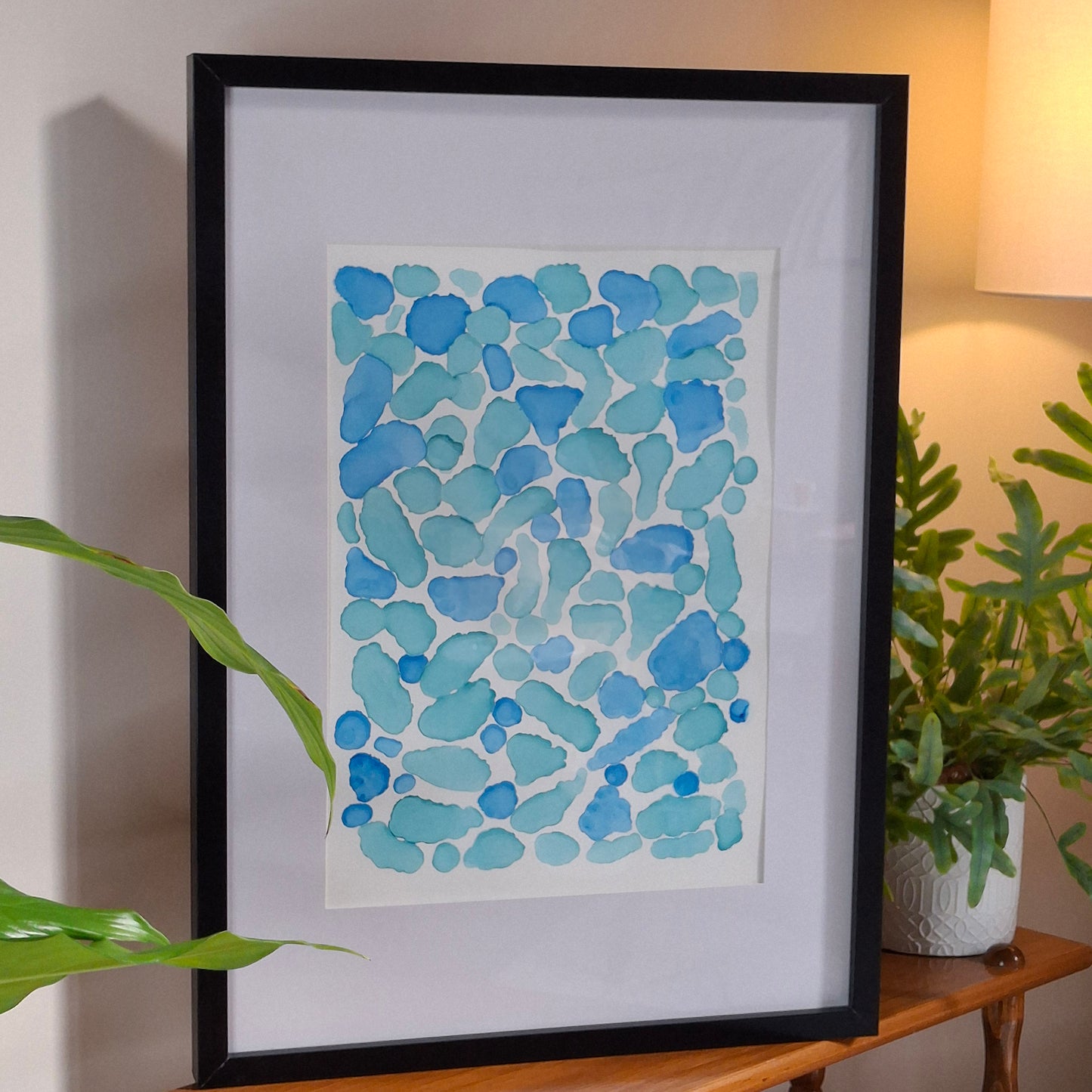 By The Sea Original Artwork Mixed Blue Green Alcohol Ink A3