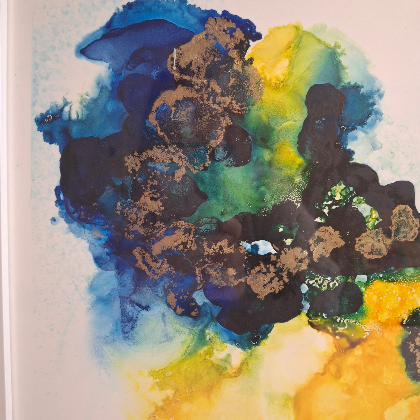 Tangled Light Original Artwork Yellow Gold Blue Green