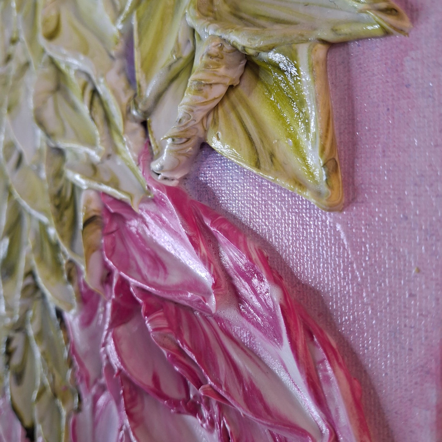 Cascade of Joy Part Two Original Art Textured Floral Flower Garden Abstract Expressionist Pink Green