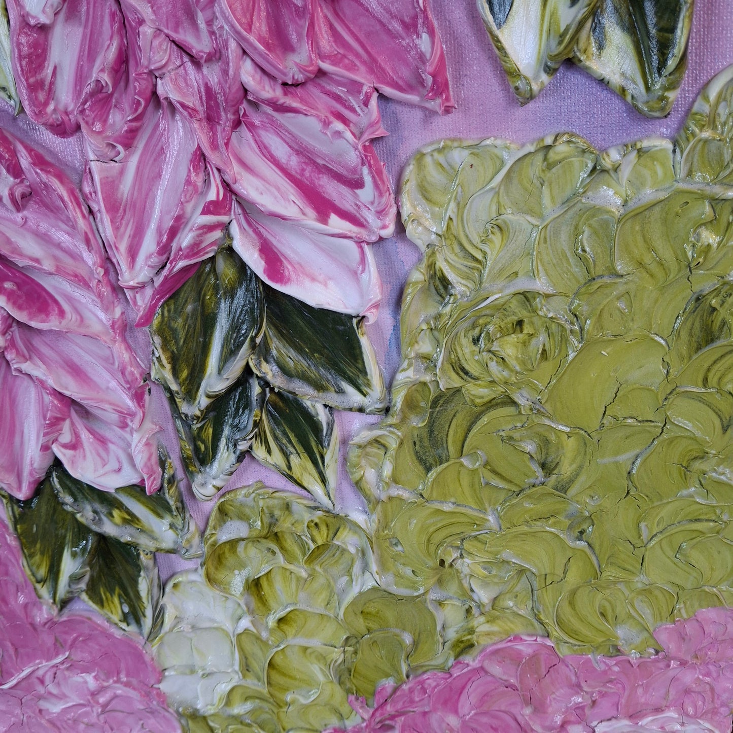 Cascade of Joy Part Two Original Art Textured Floral Flower Garden Abstract Expressionist Pink Green