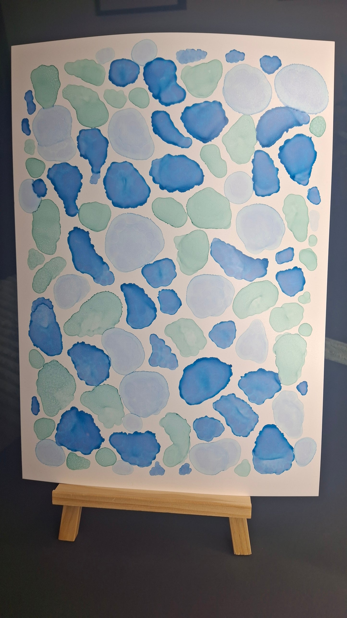 The Sea is Me Original Artwork Blue Green Alcohol Ink A3