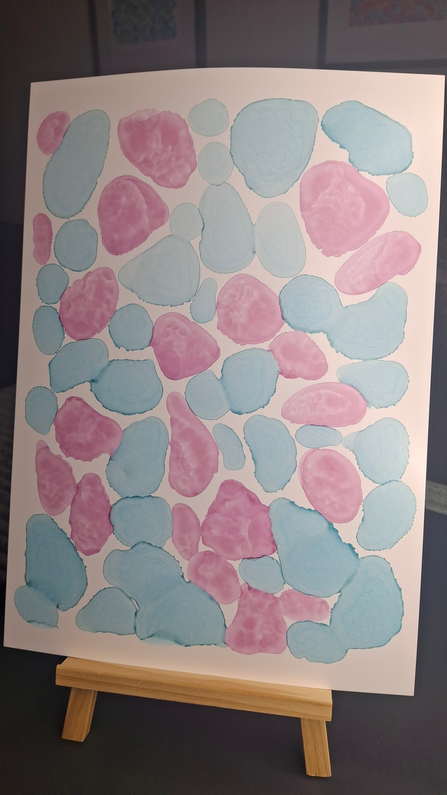 The Tide's Whisper Original Artwork Sea Blue Pink Alcohol Ink A3
