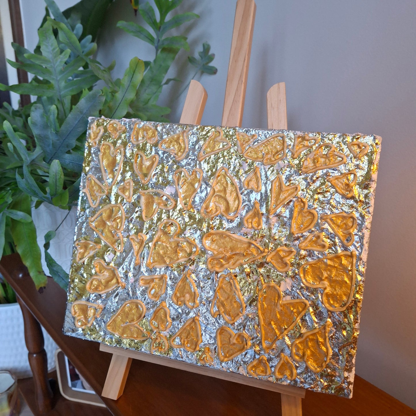 Love is Gold Original Artwork Silver Gold Hearts
