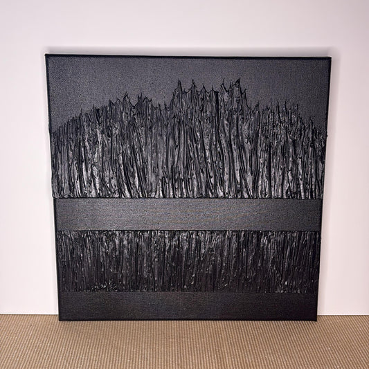 Midnight Horizon Original Abstract Textured Painting Black