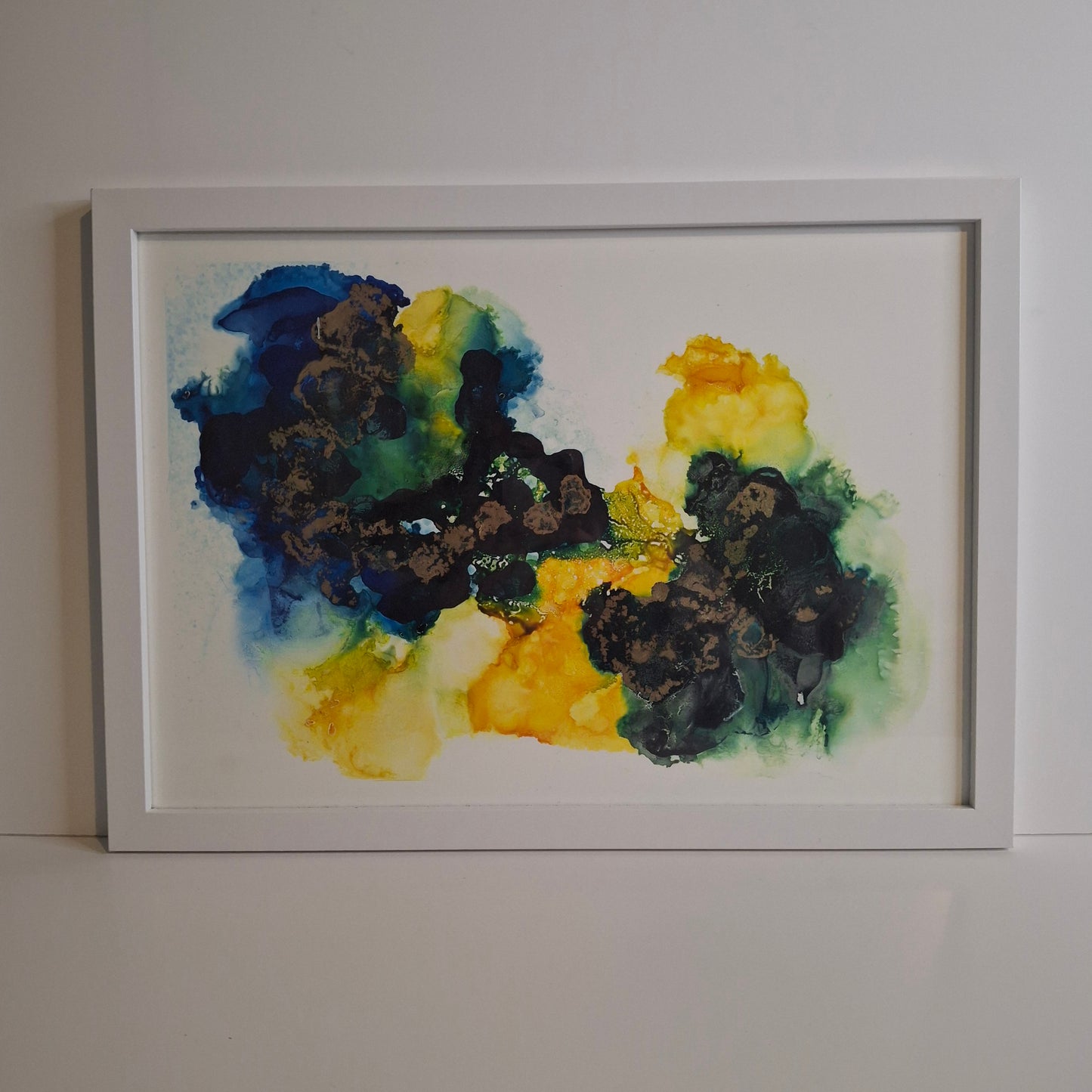 Tangled Light Original Artwork Yellow Gold Blue Green